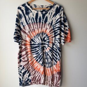 Natural Life Misty Oversized Cotton Tee Tie-Dye Mini Dress Women Size L